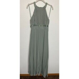 ASOS Design Size 4 Maxi Dress Bridesmaid Pleated Pinny with Satin Wrap Waist NWT